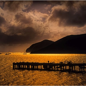 Golden light across the lagoon on Lord Howe Island