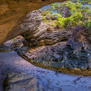 Inside one of the sandstone caves at Port Davies, Flinders Island, Bass Strait, Tasmania, Australia