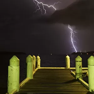 lightning over a jetty