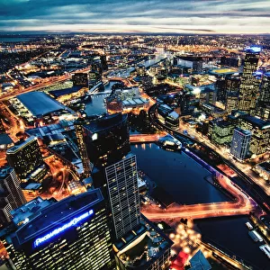 Melbourne city during sunset