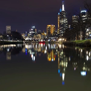 Melbourne night reflections long exposure