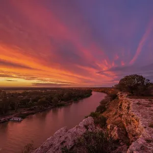 Risorsa del fiume Murray al tramonto.