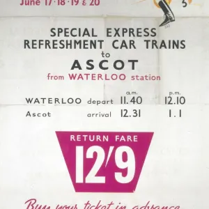 Ascot Races Print, 1954 BR Poster Ascot Races Print, 1954 BR Poster