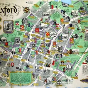 Oxford Pictorial Map Print 1949 Oxford Pictorial Map Print 1949