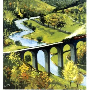 Derbyshire BR (LMR) Print, 1948-1965 Steam Train over Monsal Dale Viaduct Derbyshire BR (LMR) Print, 1948-1965 Steam Train over Monsal Dale Viaduct