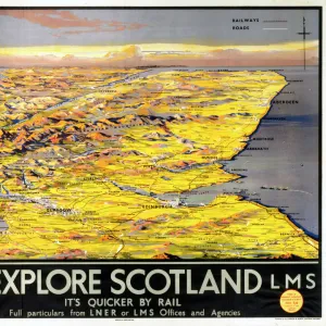 Explore Scotland - Its Quicker by Rail, LNER / LMS poster, 1923-1947