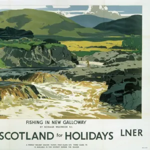 Fishing in New Galloway, LMS / LNER poster, 1923-1947