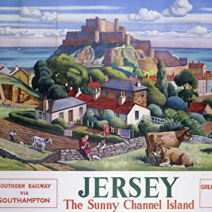 Jersey: The Sunny Channel Island, SR / GWR poster, 1947