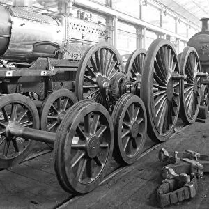 Locomotives and wheels in the erecting shop at Derby works, 1902