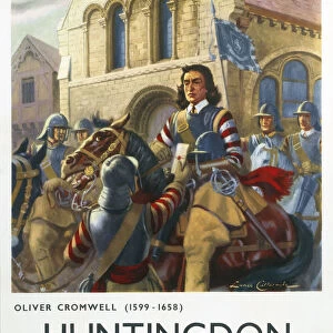 Oliver Cromwell at Huntingdon, BR poster, c 1950s