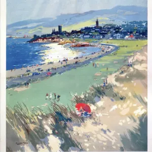 St Andrews Print, a 1950s poster featuring a coastal scene St Andrews Print, a 1950s poster featuring a coastal scene