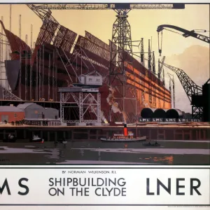 Shipbuilding on the Clyde, LNER / LMS poster, 1923-1947