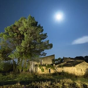 Abandoned farmhouse one night of full moon