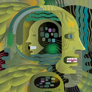 Abstract Thinking Digital Head Concept Illustration