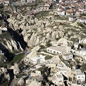 Aerial view of Ortahisar town, Cappadochia