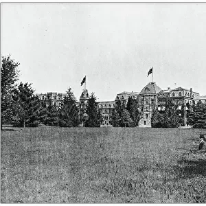 Antique black and white photograph of American landmarks: Vassar College, Poughkeepsie, New York