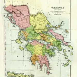 Antique map of Ancient Greece