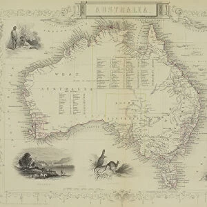 Antique map of Australia with vignettes
