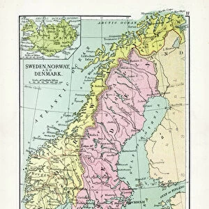 Antique Map of Sweden, Norway and Denmark