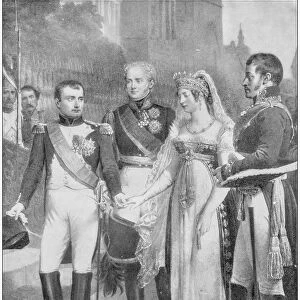 Antique painting illustration: Napoleon and Queen of Prussia