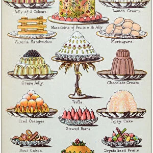 Antique recipes book engraving illustration: Desserts