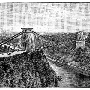 Antique Illustration Print of Clifton Suspension Bridge