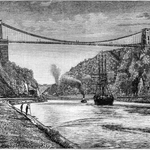 Vintage Engraving Print of Clifton Suspension Bridge
