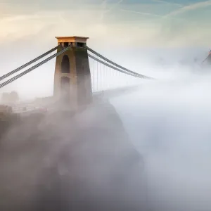 Clifton Suspension Bridge Morning Mist Print