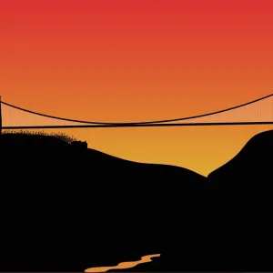 Clifton Suspension Bridge Silhouette Print, Bristol 1864
