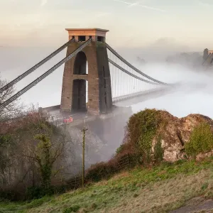 Misty Morning at Clifton Suspension Bridge Print
