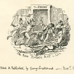 "George Cruikshank's 1829 Etching: The New Police Act Print" "George Cruikshank's 1829 Etching: The New Police Act Print"