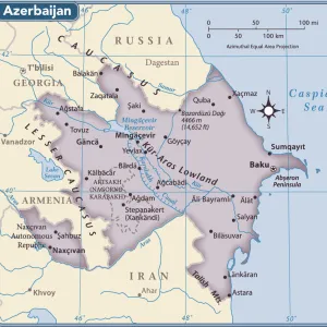 World Map Art Prints: Azerbaijan