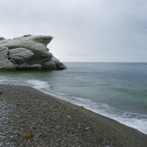 Beach With Unique Rock Formation In Forillon National Park