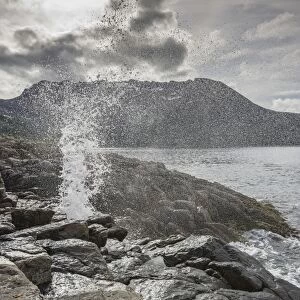 Blowhole on the coast, island of Senja, Troms, Norway