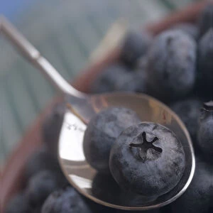 Blueberries with spoon