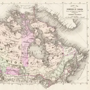 Greetings Card of Antique map of Canada, 1897, late 19th Century
