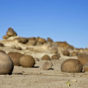 Cancha de Bochas - round stones at National Park Parque Provincial Ischigualasto, Central Andes, Argentina, South America