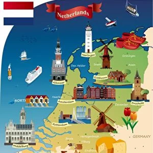 Cartoon map of Netherland