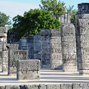 Carved Stone Mayan Warrior Columns, Chichen Itza