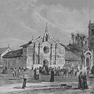 Cathedral of San Miguel in Salvador, Brazil, Historical, digital reproduction of an original 19th century artwork