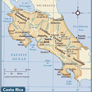Costa Rica Framed Print Collection: Maps