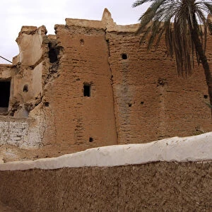 Decaying clay buildings in the old town of Ghadames, UNESCO world heritage, Libya