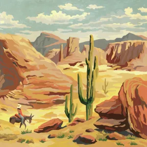 Desert Landscape With Cowboy