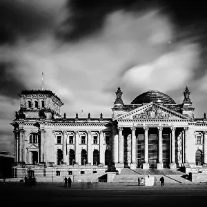 Deutscher Bundestag - Reichstag building with dramatic sky (German parliament building) - Berlin, Germany