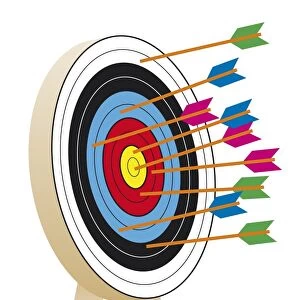 Digital illustration of arrows on archery target