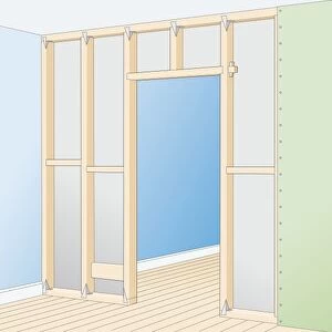 Digital illustration construction frame for partition wall