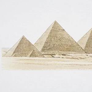Egypt, Giza, three pyramids in the desert