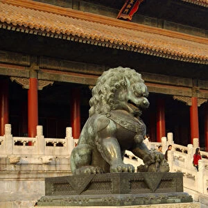 Female bronze lion, Forbidden City, Beijing China