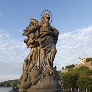 Holy Virgin Mary, Our Lady of Franconia, Old Main Bridge, Wuerzburg, Lower Franconia, Franconia, Bavaria, Germany, Europe, PublicGround