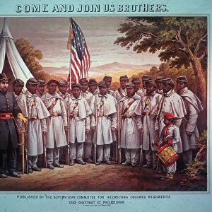 Illustration Of Black Union Regiment, Civil War, 1860s